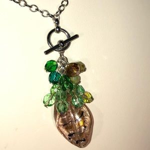 Green & Brown Crystal Cluster Toggle Necklace Set